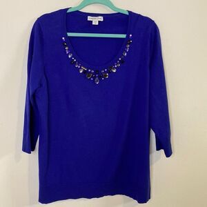 Coldwater Creek Sweater Lightweight Knit with Scoop Neckline 3/4 sleeves Size 1X